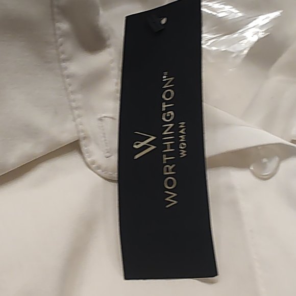 Worthington women's white button down shirt nwt - Picture 6 of 7
